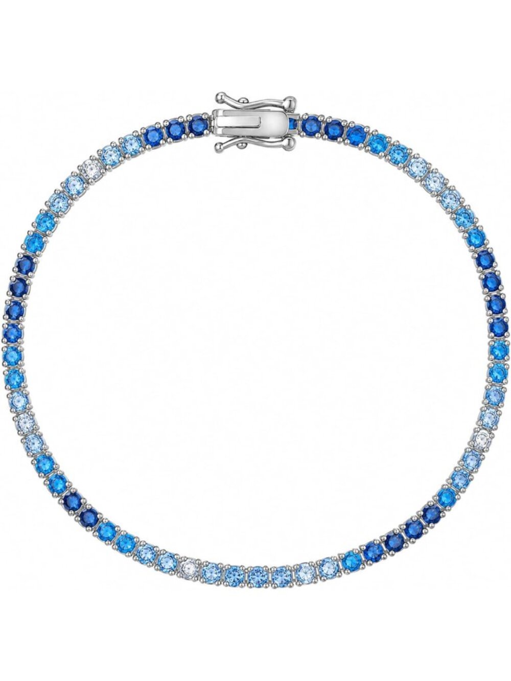 Colorful CZ Gradient Ombre White Gold Tennis Bracelet for Women - Elegant